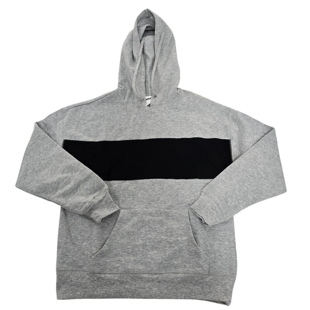 Abound Mens Womens Unisex Grey Heather Black Stripe Pullover Hoodie XS